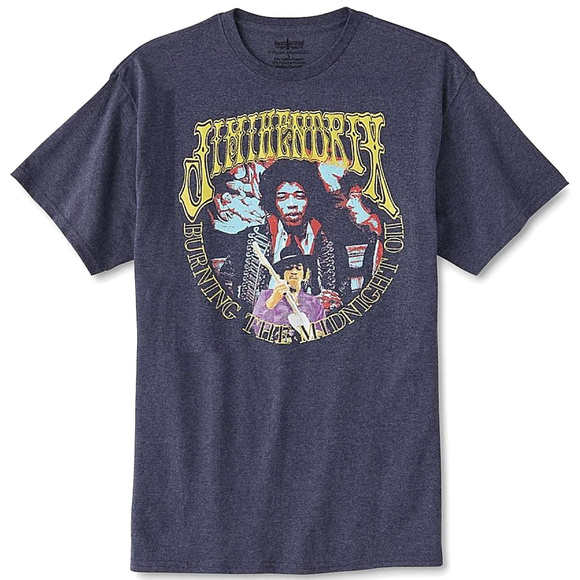 Jimi Hendrix Burning The Midnight Oil rock blues Official T-Shirt M NWT - Picture 1 of 2